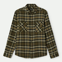 Brixton - Bowery Flannel Shirt in Ivy Green /Olive Surplus/Black