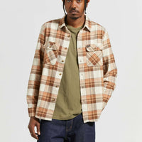 Brixton - Bowery Flannel Shirt in Whitecap/Sand/ Pinecone Brown