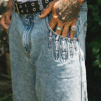 Billy Bones Club - Five Finger Denim Short in Washed Blue