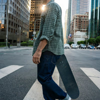 Brixton - Bowery Light Weight Ultra Flannel Shirt in Ivy Green/ White Cap