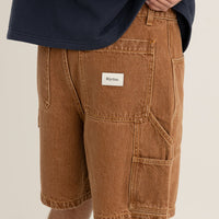RHYTHM - Slacker Denim Short in Tobacco