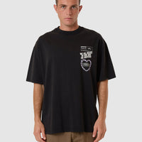 Thrills - Chain Reaction Box Fit Oversized Tee in Faded Black