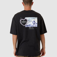 Thrills - Chain Reaction Box Fit Oversized Tee in Faded Black