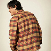 Brixton - Bowery Flannel Shirt in Curry/Washed Black/Crimson