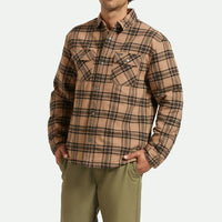 Brixton - Bowery Quilted Flannel in Woodsmoke/Black