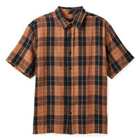 Brixton - Cru Linen Blend S/S WVN Shirt in Black/Rust Orange