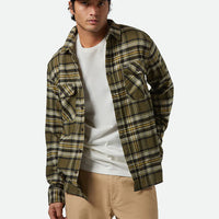 Brixton - Bowery Flannel Shirt in Ivy Green /Olive Surplus/Black