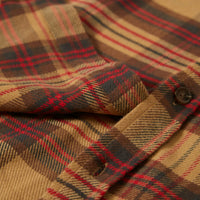 Brixton - Bowery Flannel Shirt in Curry/Washed Black/Crimson