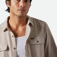 Brixton - The Daily Cotton L/S Shirt in Khaki