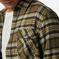 Brixton - Bowery Flannel Shirt in Ivy Green /Olive Surplus/Black