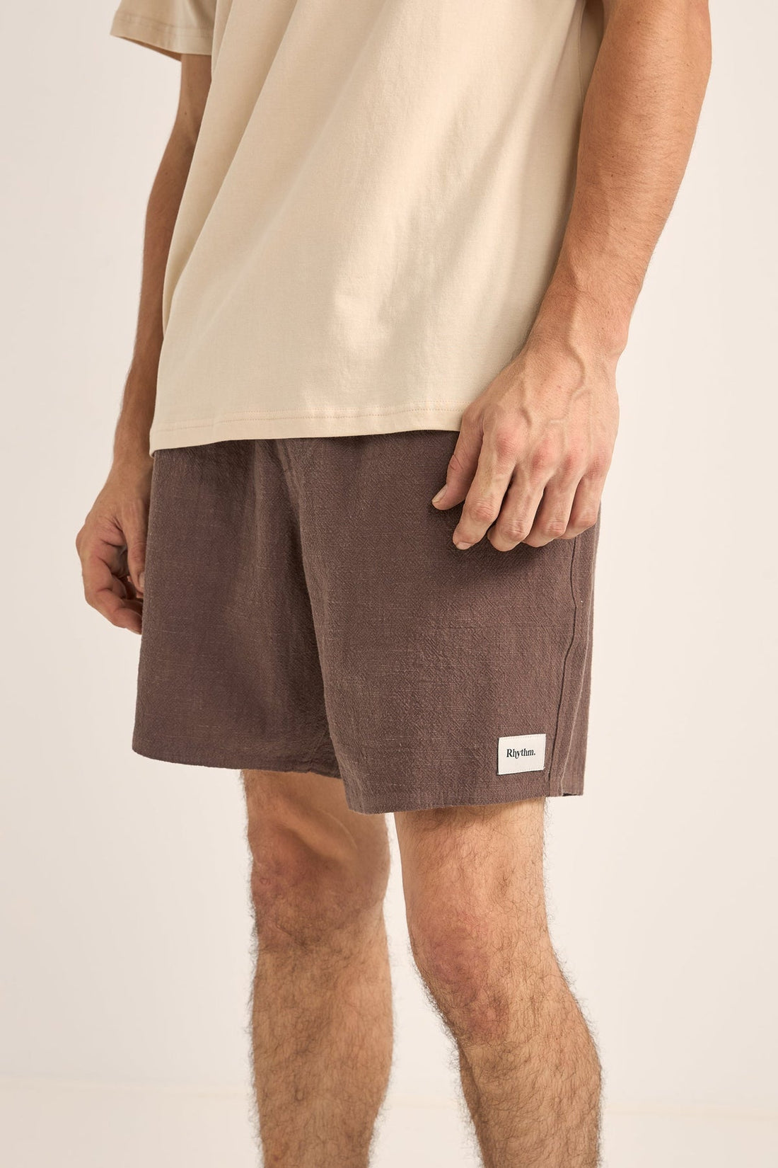 RHYTHM - Textured Linen Brodie Jam Shorts in Slit