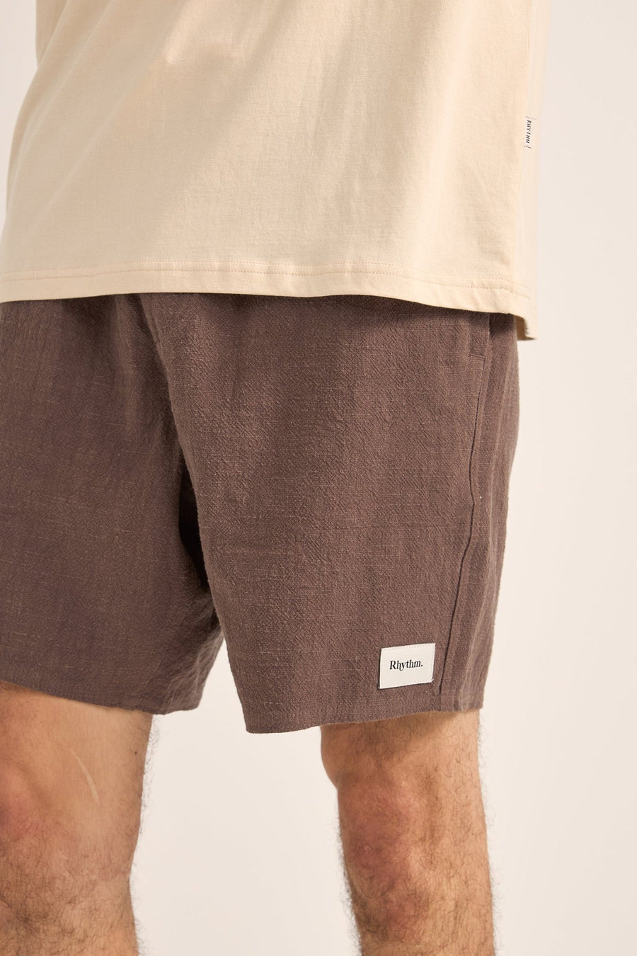 RHYTHM - Textured Linen Brodie Jam Shorts in Slit
