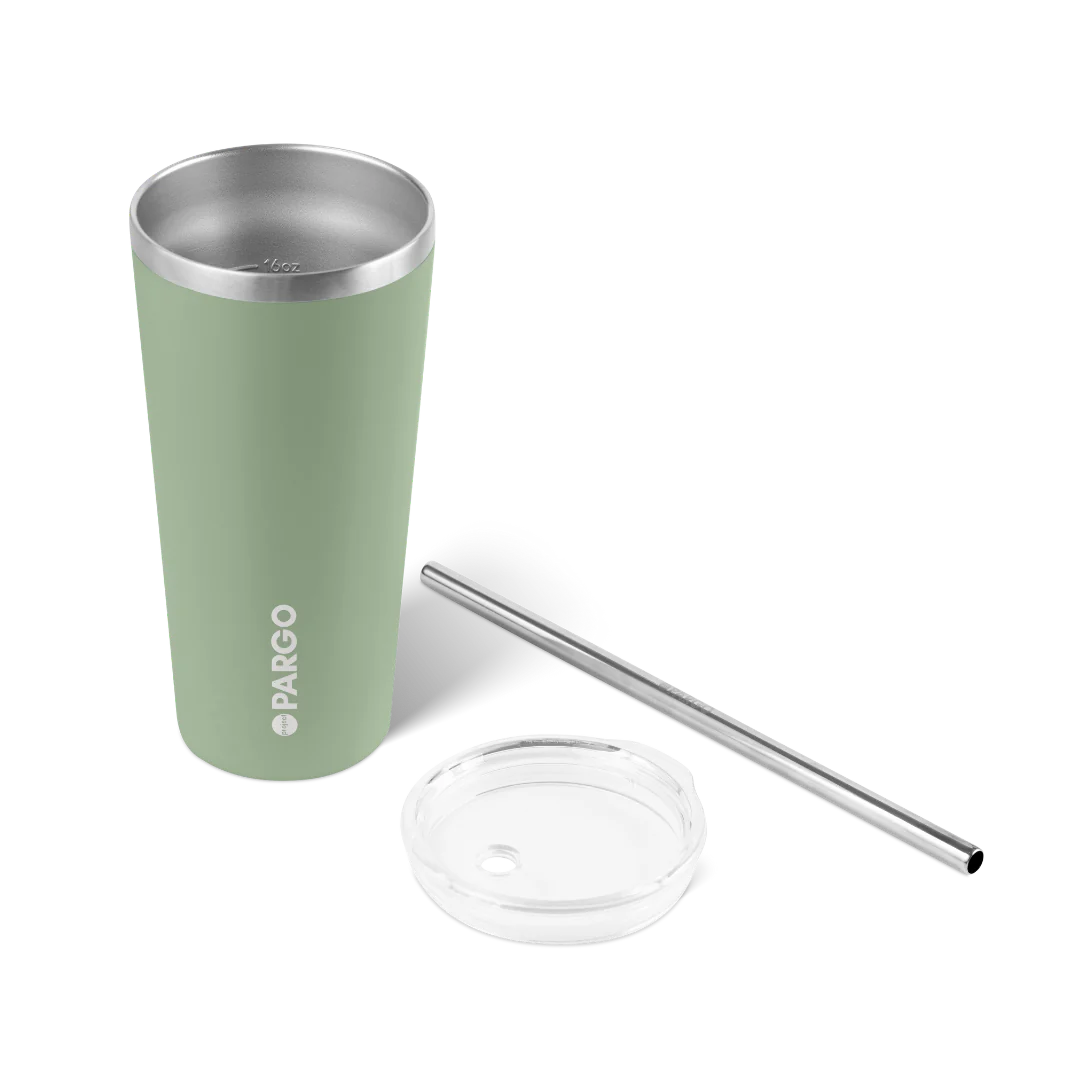 Project PARGO - 20oz Insulated Cup w/stainless Straw in Eucalyptus Green