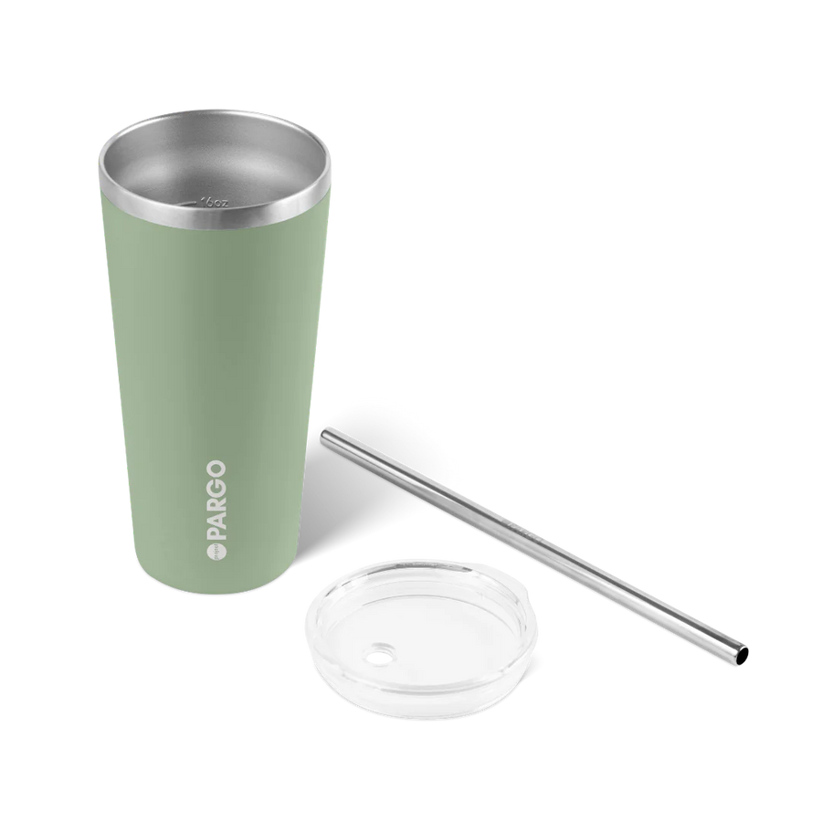 Project PARGO - 20oz Insulated Cup w/stainless Straw in Eucalyptus Green