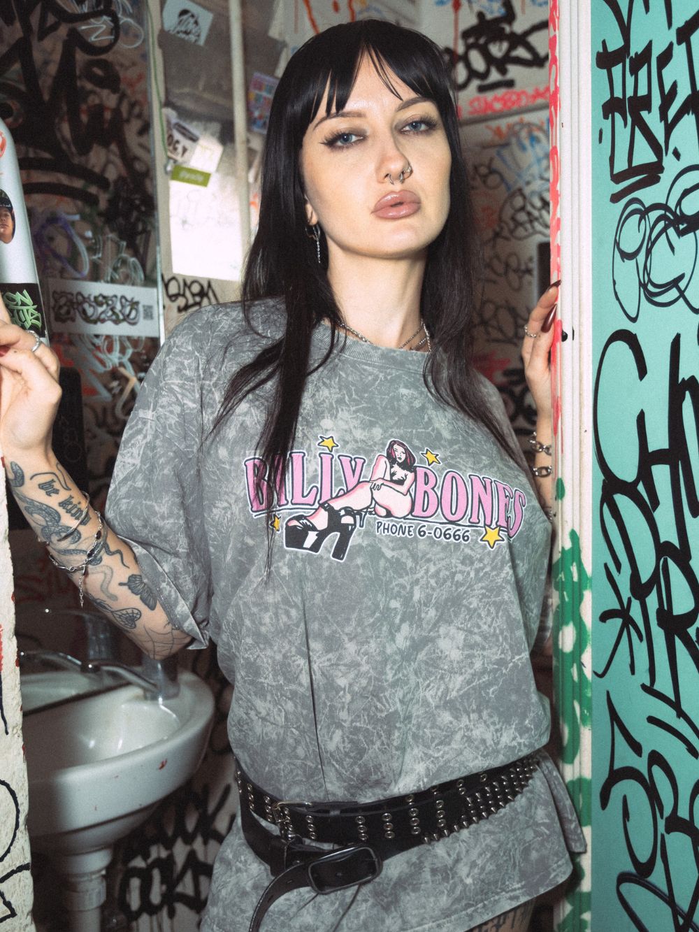 Billy Bones Club - C-All-Me 666 Tee in Washed Smoke