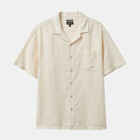 Brixton - Bunker Linen Blend S/S Camp Collar Shirt in Whitecap