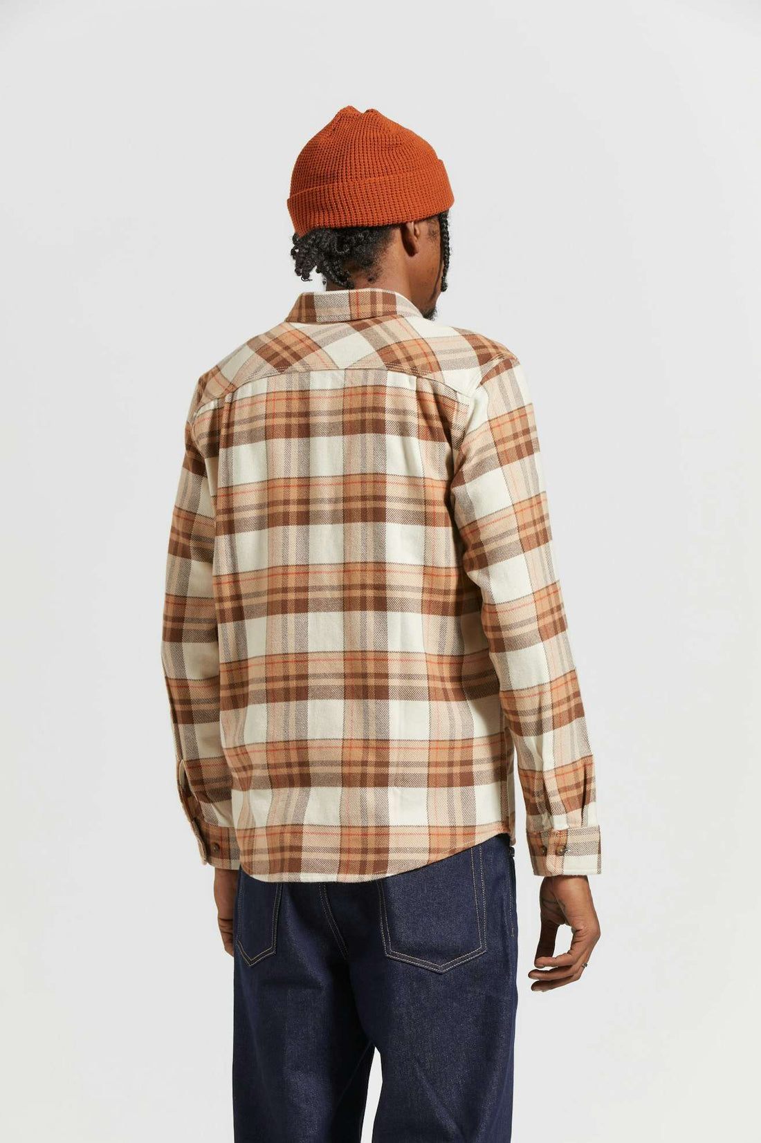Brixton - Bowery Flannel Shirt in Whitecap/Sand/ Pinecone Brown