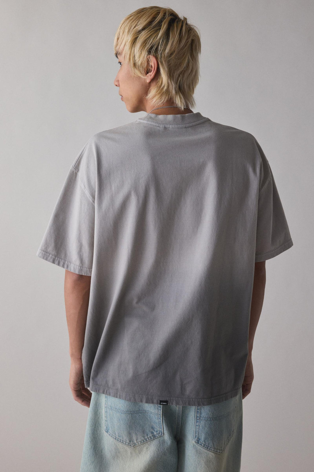 Thrills - Fade Away Box Fit Oversized Tee in Light Grey Fade