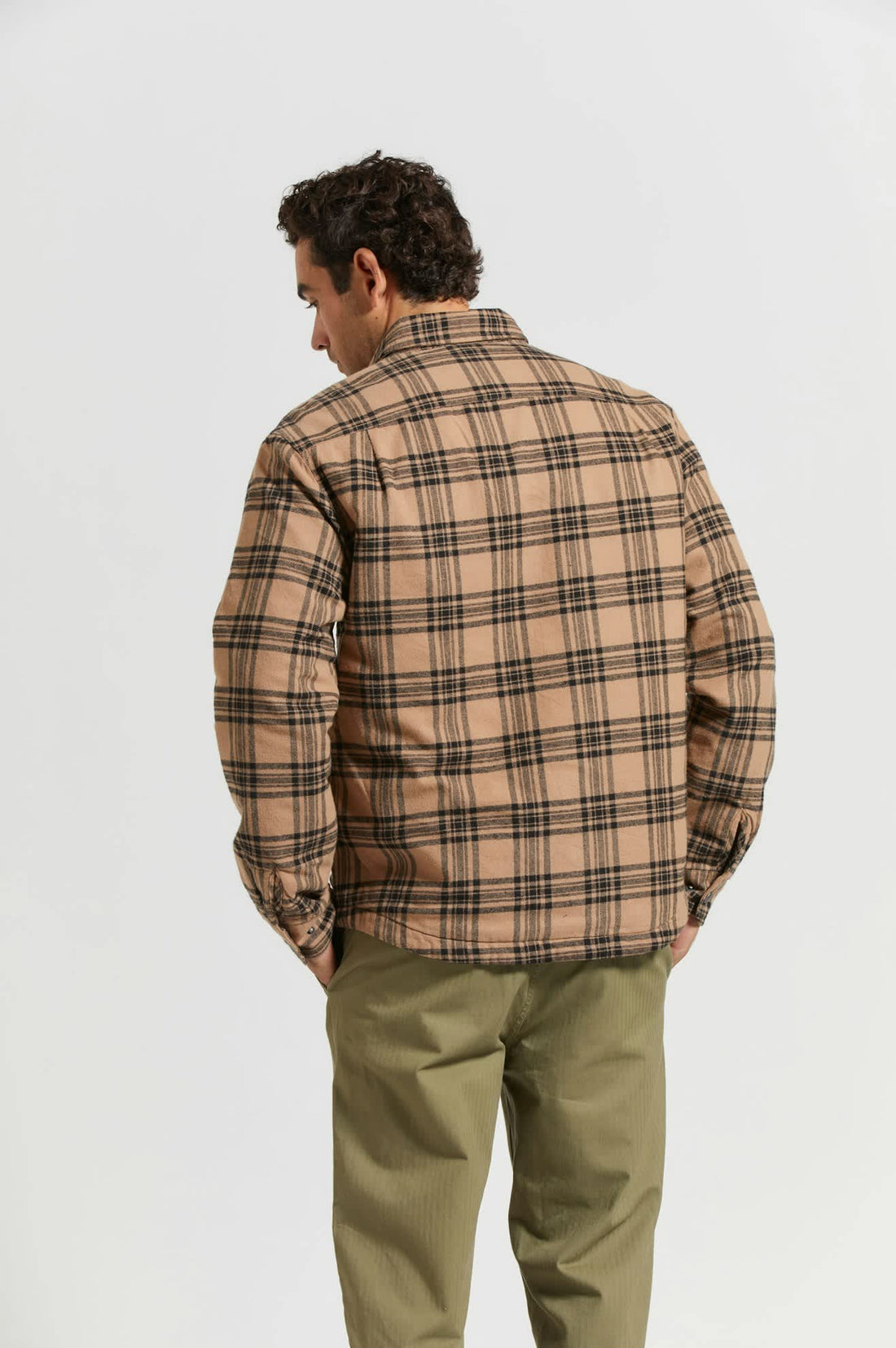 Brixton - Bowery Quilted Flannel in Woodsmoke/Black