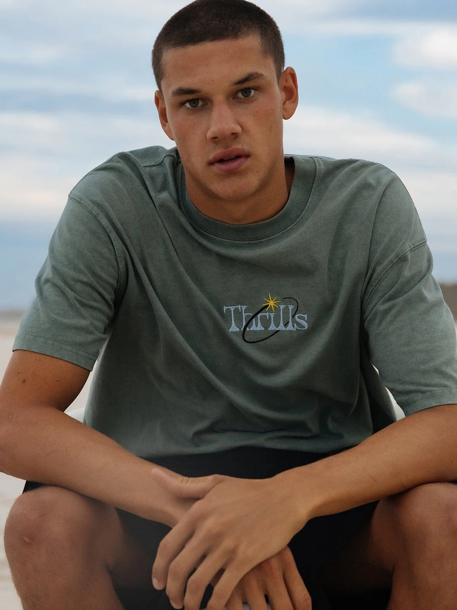 Thrills -Ambient Connections Box Fit Oversized Tee in Chinois Green