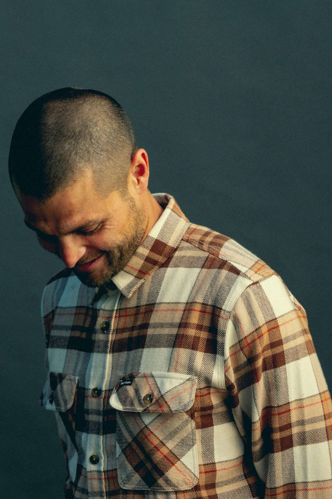Brixton - Bowery Flannel Shirt in Whitecap/Sand/ Pinecone Brown