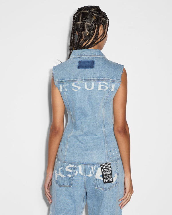 Ksubi - Spark Vest Torn Up in Denim