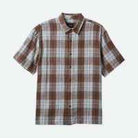 Brixton - Cru Linen Blend S/S WVN Shirt in Pinecone Brown/Coronet Blue