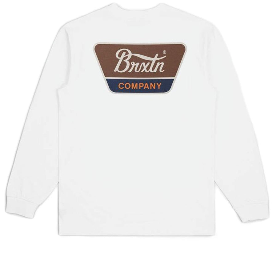 Brixton - Linwood Long Sleeve Tee in White/Sepia/Beige