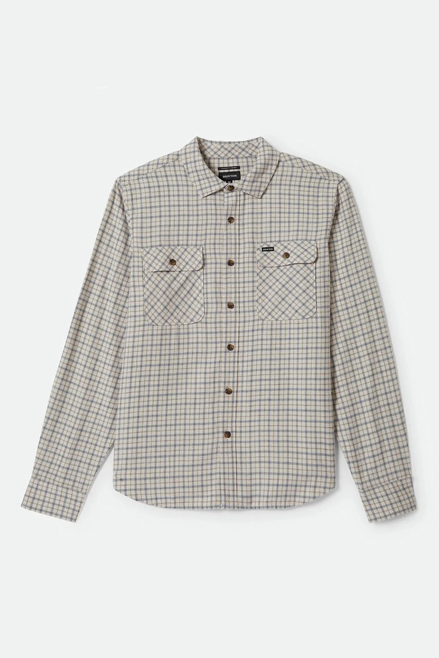 Brixton - Bowery Light Weight Ultra Flannel Shirt in Whitecap/Basalt