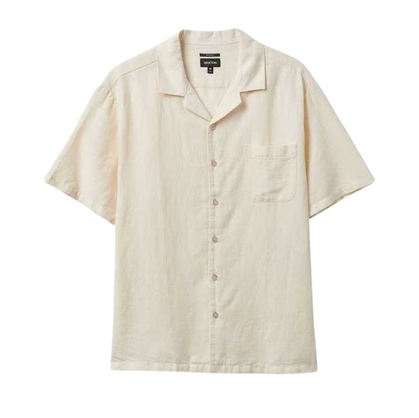 Brixton - Bunker Linen Blend S/S Shirt in Whitecap