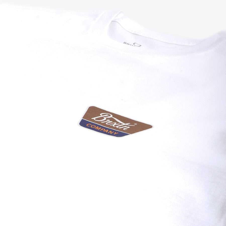 Brixton - Linwood Long Sleeve Tee in White/Sepia/Beige