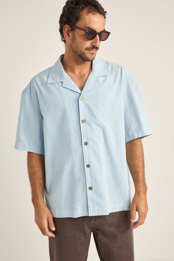 RHYTHM - Relaxed Stripe SS Shirt in Blue