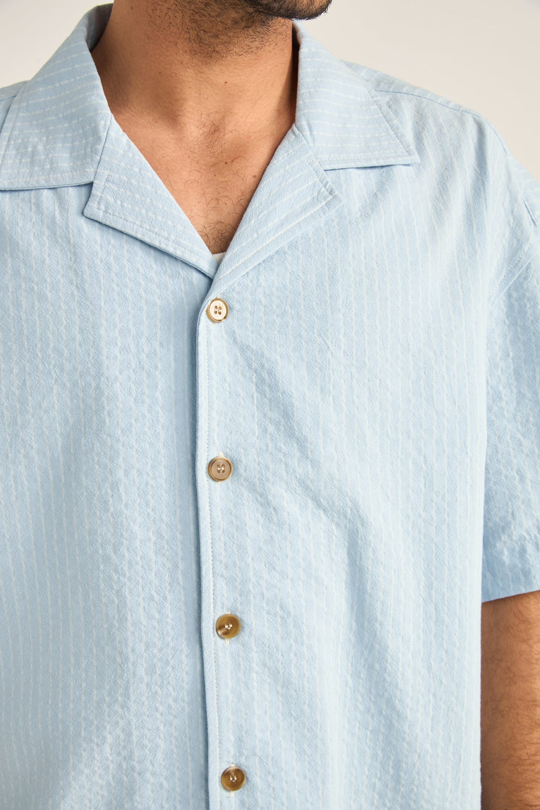 RHYTHM - Relaxed Stripe SS Shirt in Blue