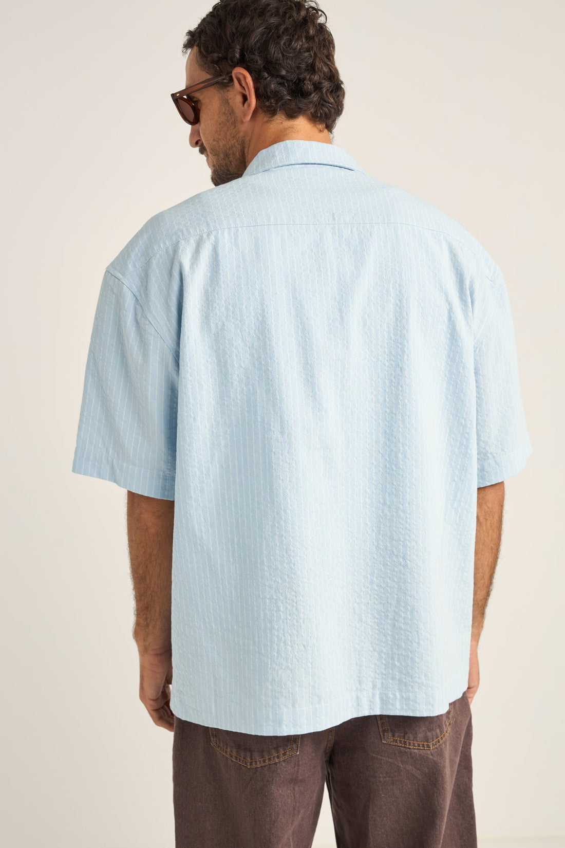 RHYTHM - Relaxed Stripe SS Shirt in Blue