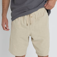 RHYTHM - Textured Linen Brodie Jam Shorts in Incense