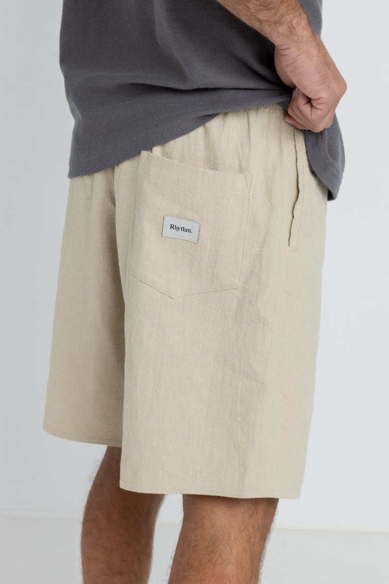 RHYTHM - Textured Linen Brodie Jam Shorts in Incense