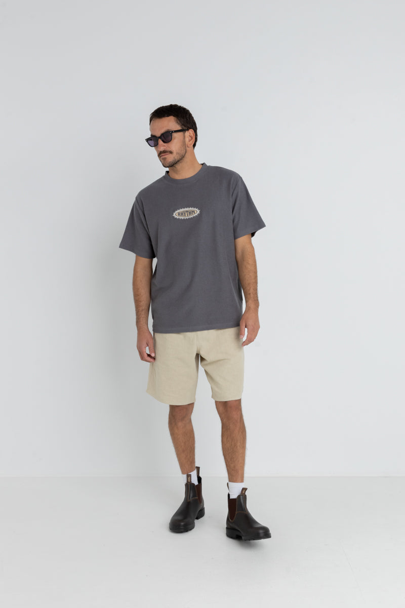 RHYTHM - Textured Linen Brodie Jam Shorts in Incense