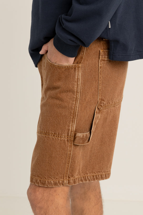 RHYTHM - Slacker Denim Short in Tobacco