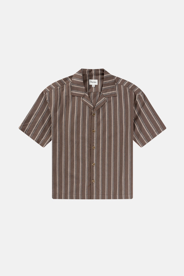 RHYTHM - Baja Relaxed Stripe SS Shirt in Cafe