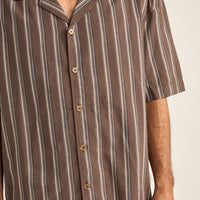 RHYTHM - Baja Relaxed Stripe SS Shirt in Cafe