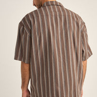 RHYTHM - Baja Relaxed Stripe SS Shirt in Cafe