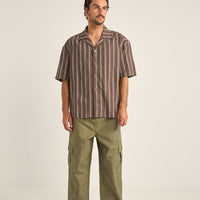 RHYTHM - Baja Relaxed Stripe SS Shirt in Cafe