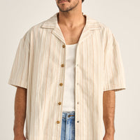 RHYTHM - Benny Relaxed Stripe SS Shirt in Cream