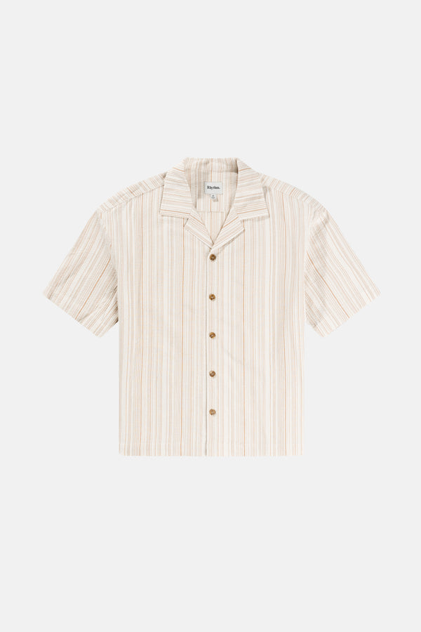 RHYTHM - Benny Relaxed Stripe SS Shirt in Cream