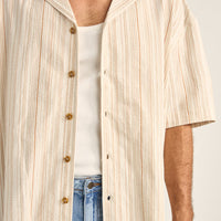 RHYTHM - Benny Relaxed Stripe SS Shirt in Cream