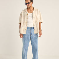 RHYTHM - Benny Relaxed Stripe SS Shirt in Cream