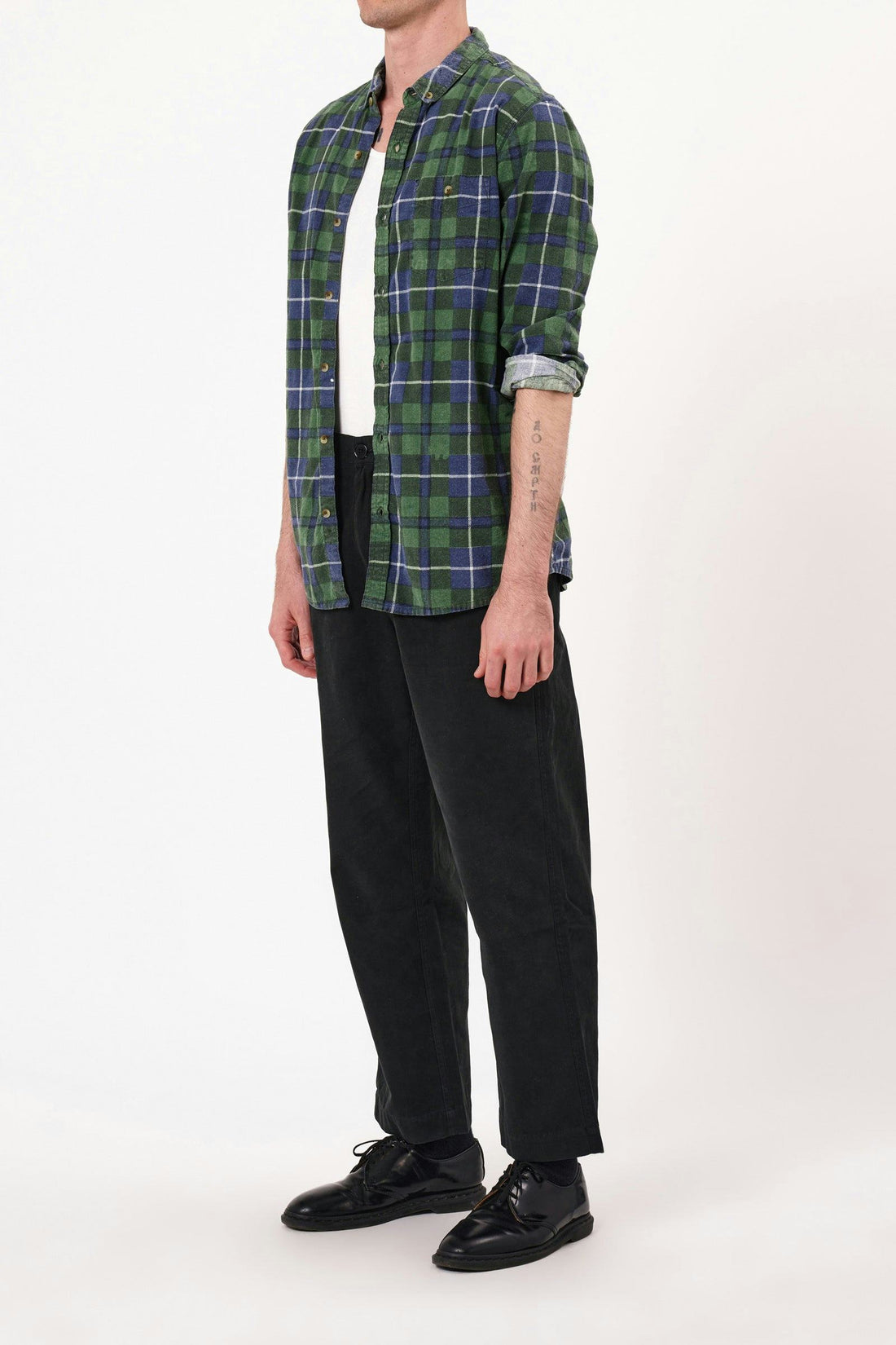 ROLLAS - Check Flannel Shirt in Emerald