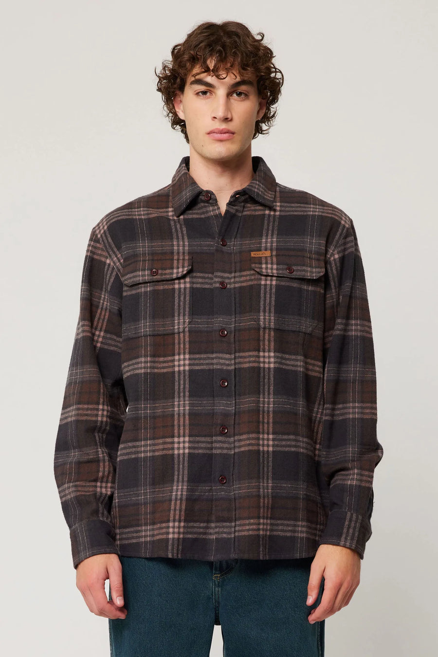 ROLLAS - Trailer Check Shirt in Brown Check