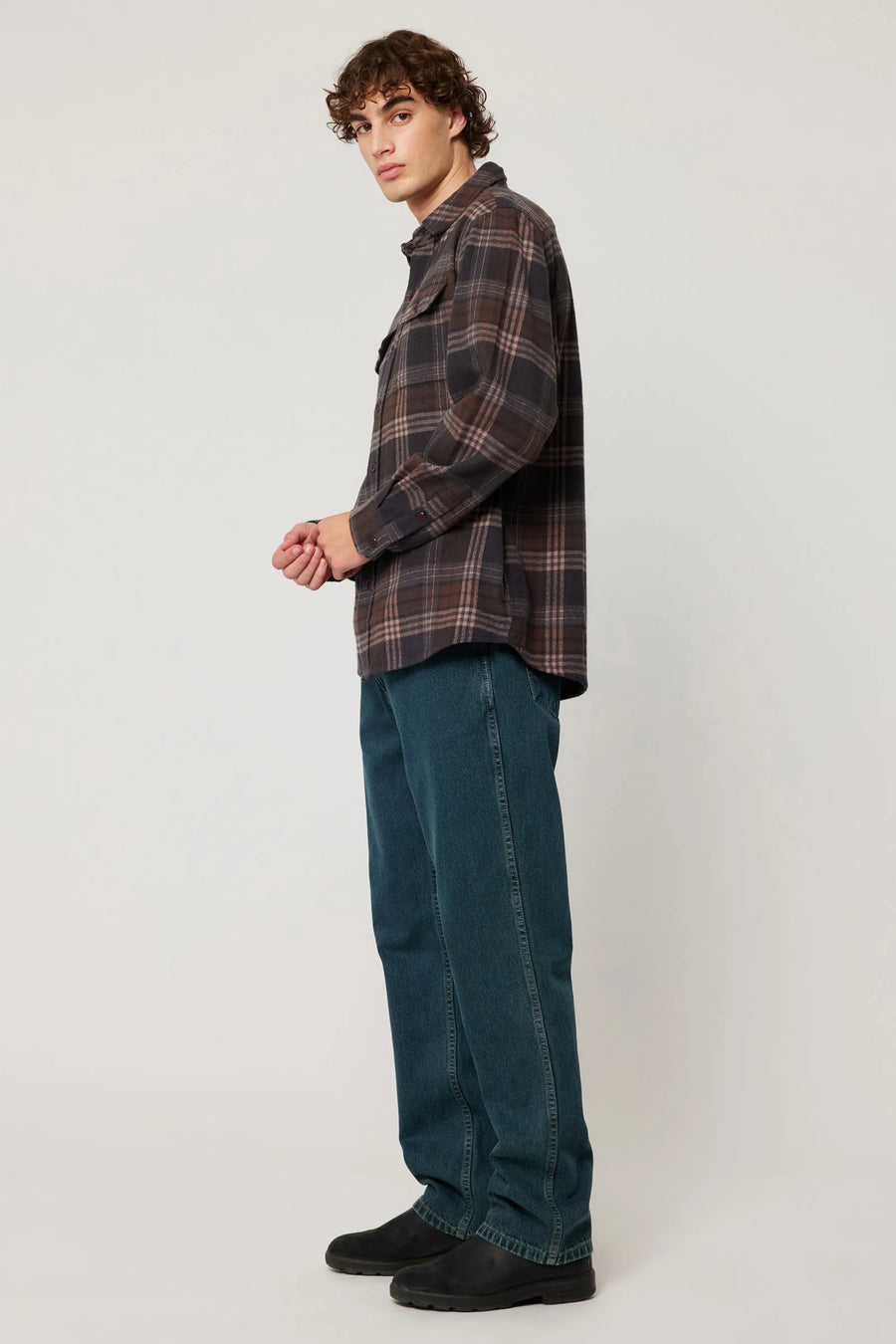 ROLLAS - Trailer Check Shirt in Brown Check