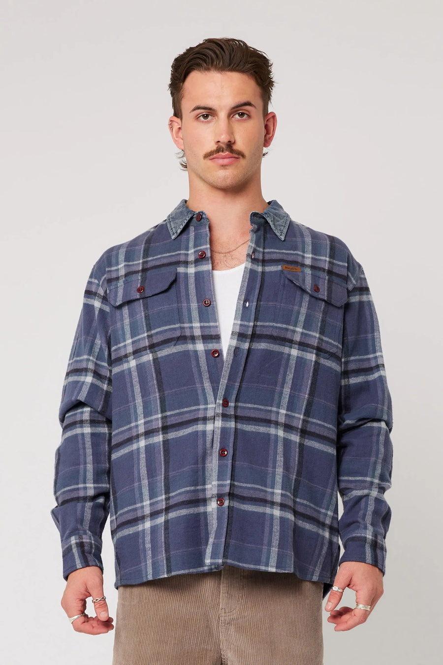 ROLLAS - Trailer Check Shirt in Navy Check